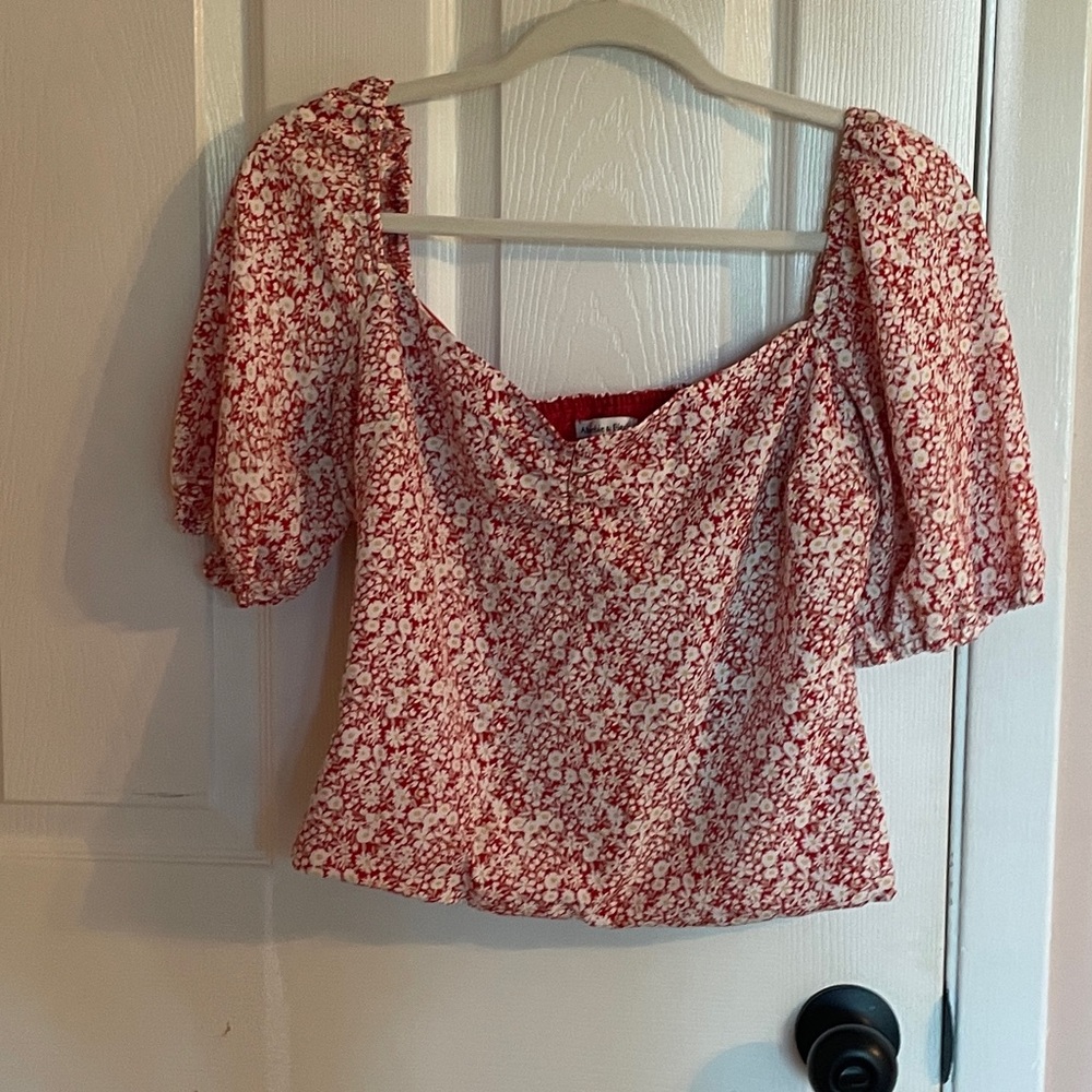 Abercrombie & Fitch Red & White Floral Printed Blouse